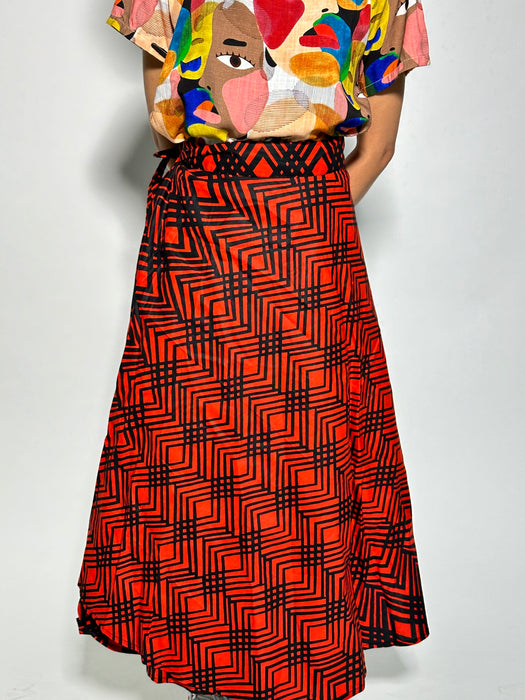 Red Line Wrap Skirt (M/L)