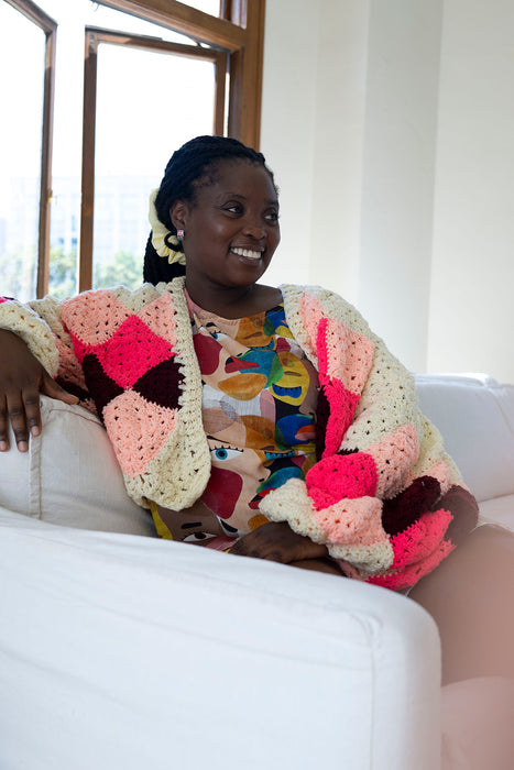 Pink Wave Crochet Cardigan (Pre- Oder)