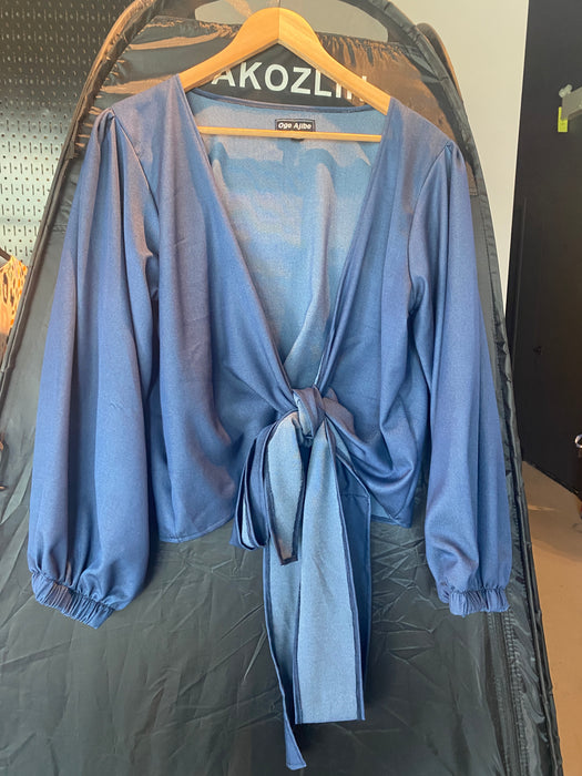 Light Weight Denim Wrap Top