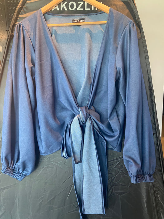 Light Weight Denim Wrap Top