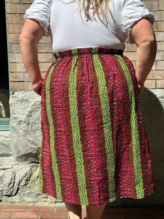 Green Line Gathered Skirt