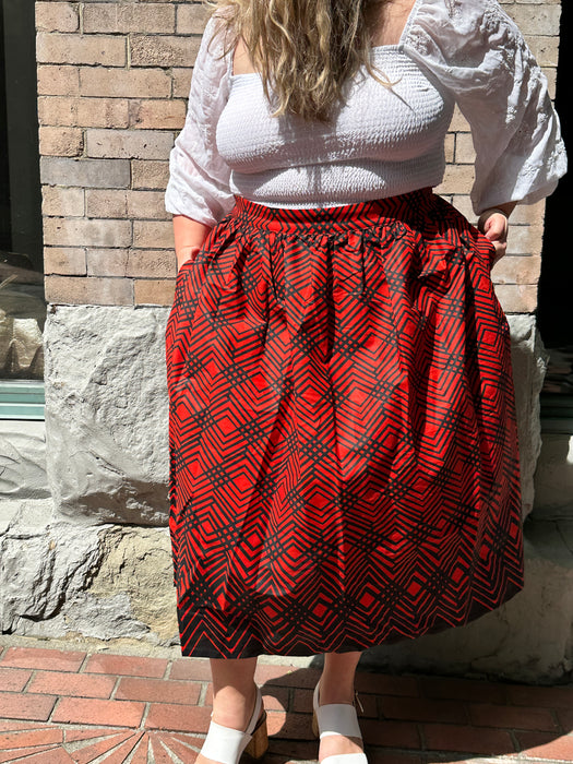 Red HoneyBerry Gathered Skirt