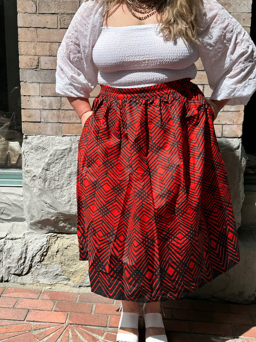 Red HoneyBerry Gathered Skirt