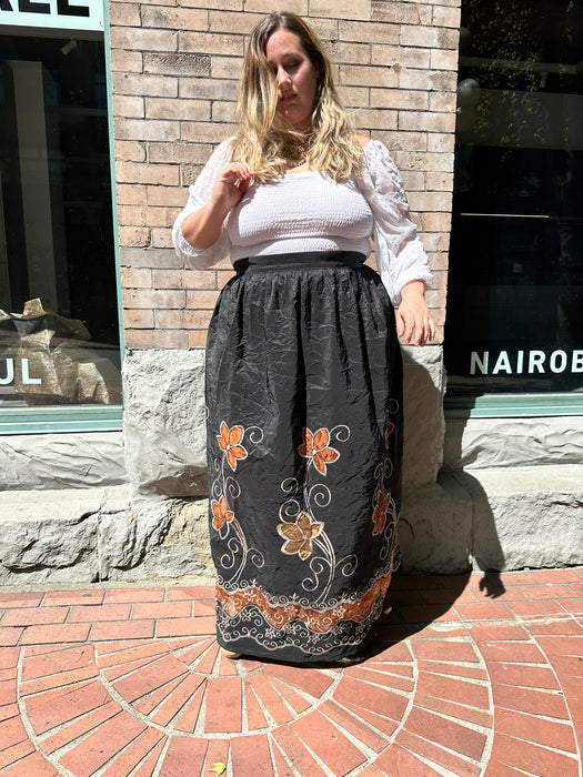 Embroidery Maxi Berry Gathered Skirt