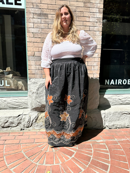 Embroidery Maxi Berry Gathered Skirt