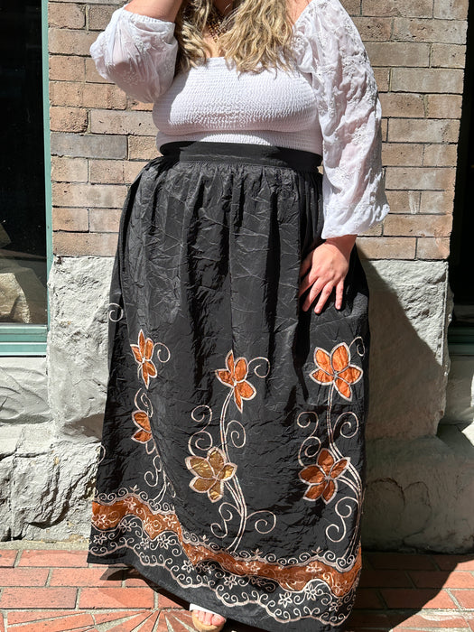 Embroidery Maxi Berry Gathered Skirt