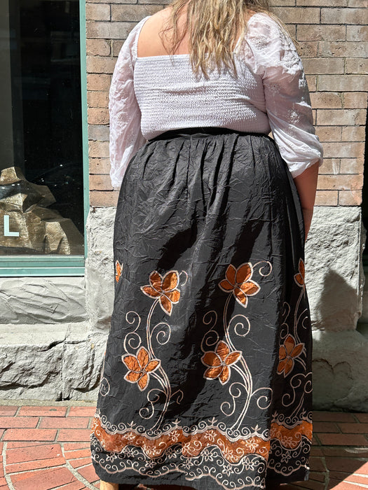 Embroidery Maxi Berry Gathered Skirt