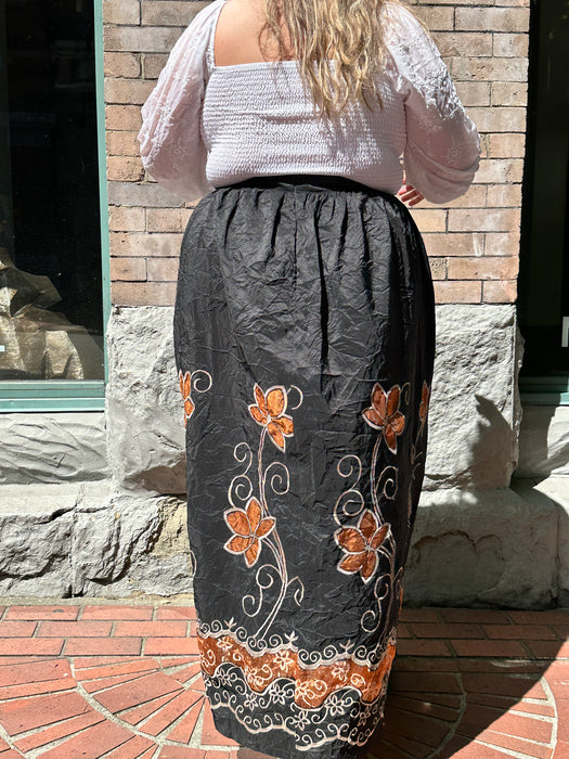 Embroidery Maxi Berry Gathered Skirt