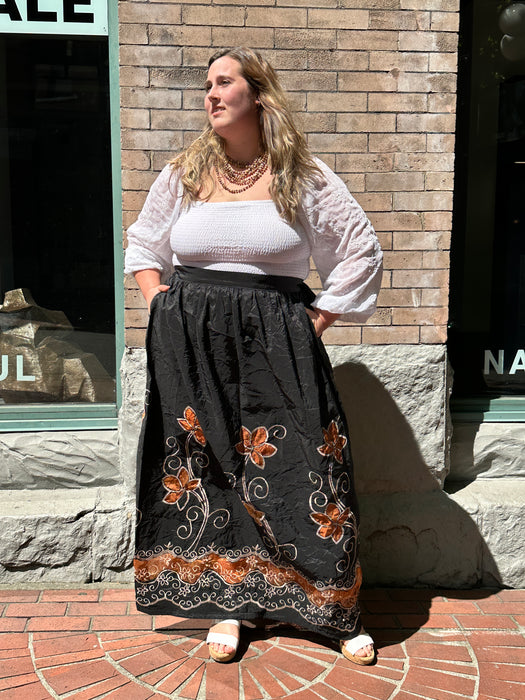 Embroidery Maxi Berry Gathered Skirt