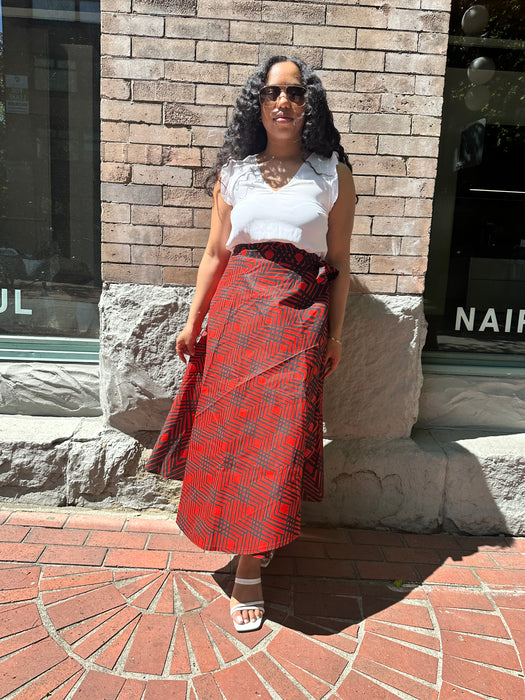 Red Line Wrap Skirt (M/L)