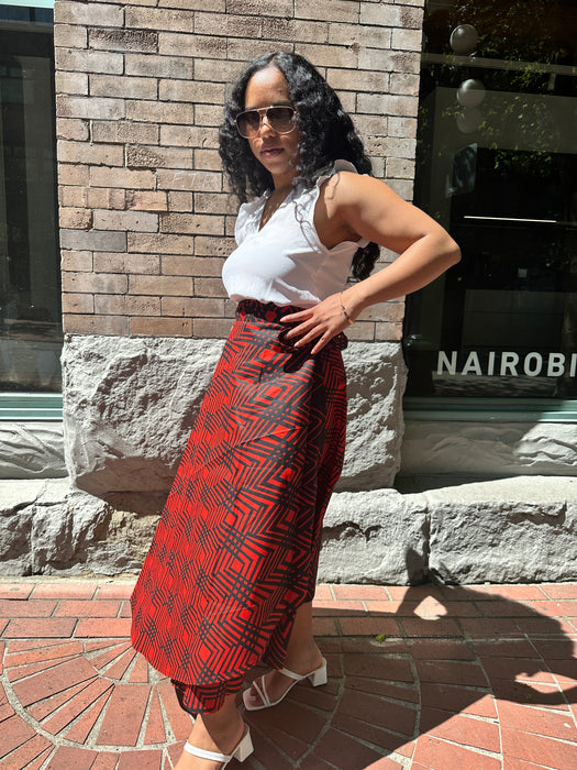 Red Line Wrap Skirt (M/L)