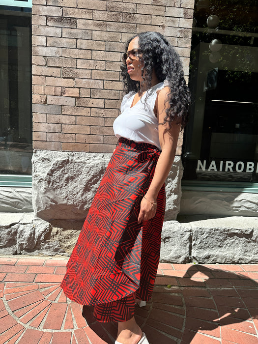 Red Line Wrap Skirt (M/L)