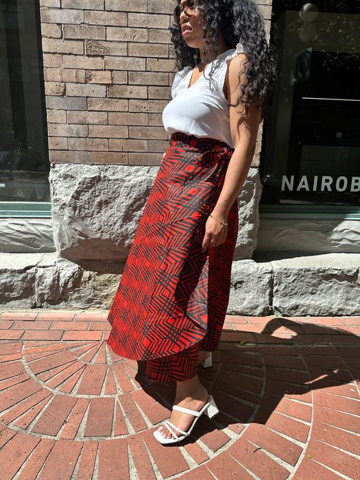 Red Line Wrap Skirt (M/L)