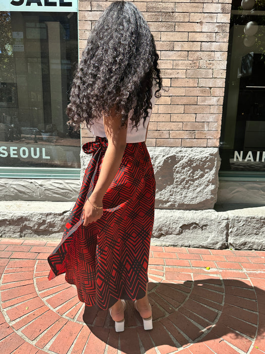 Red Line Wrap Skirt (M/L)