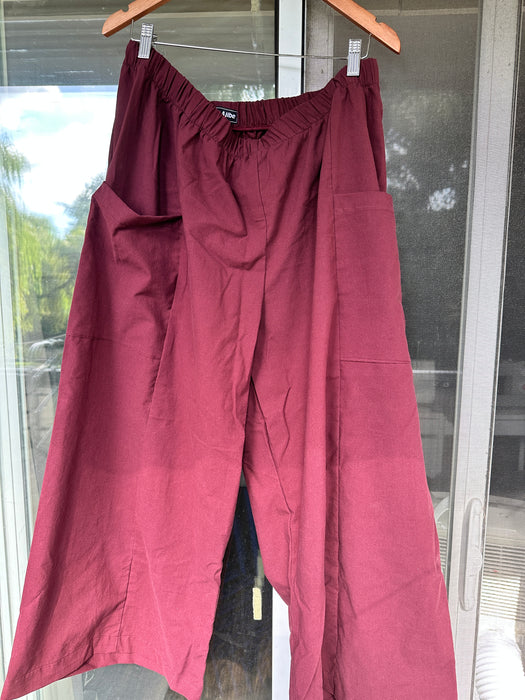 Wine Cotton Peace Pant