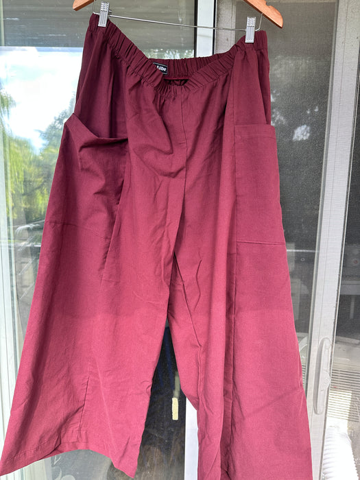 Wine Cotton Peace Pant