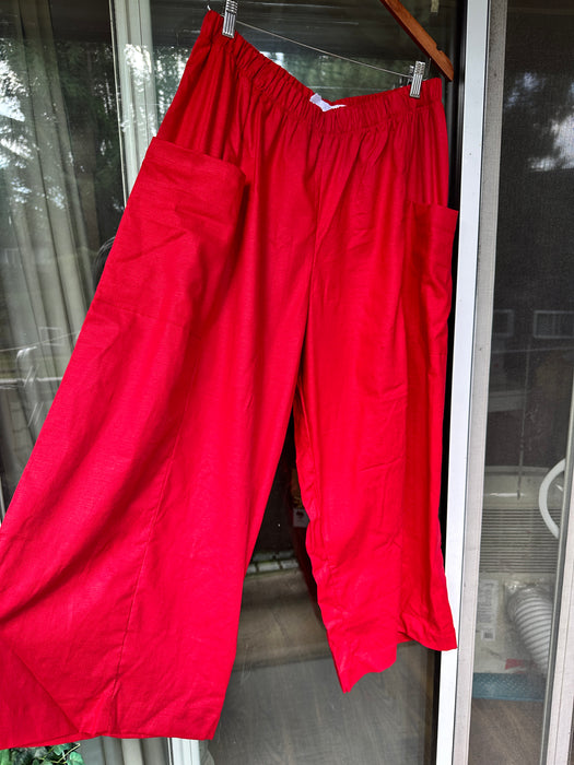 Red Linen Peace Pant