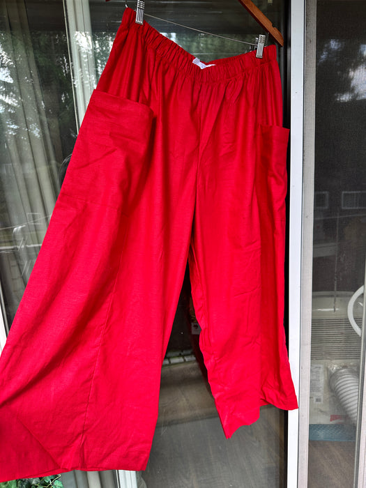 Red Linen Peace Pant