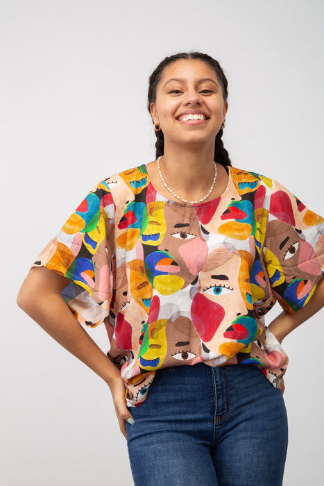 Multicoloured Face DayTop