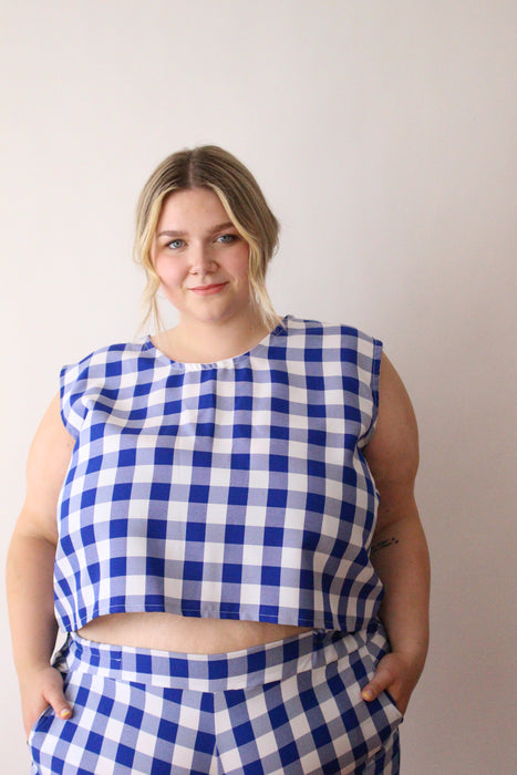 Blue Gingham Tank Top