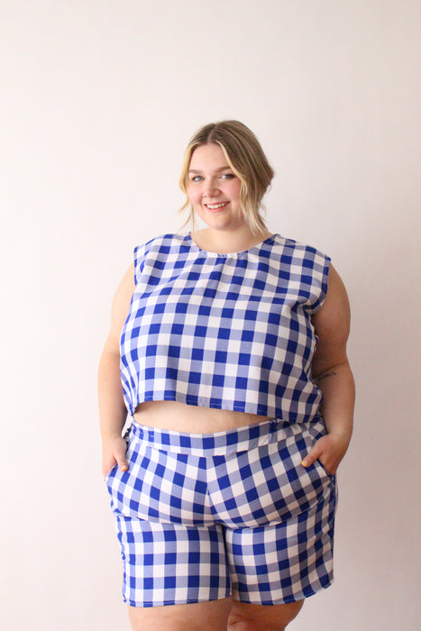 Blue Gingham Tank Top