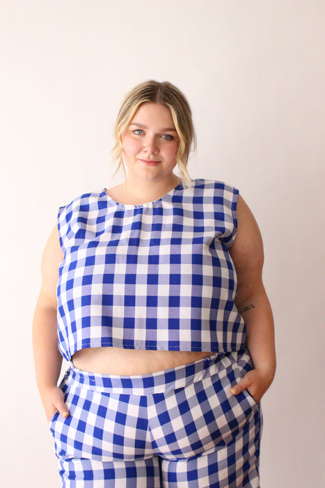 Blue Gingham Tank Top