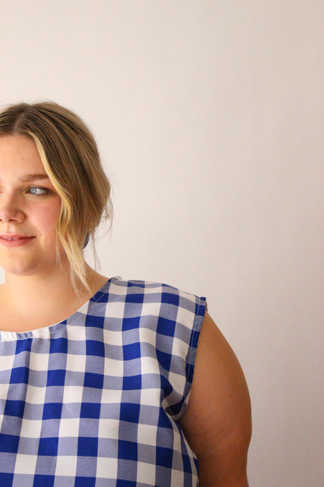 Blue Gingham Tank Top