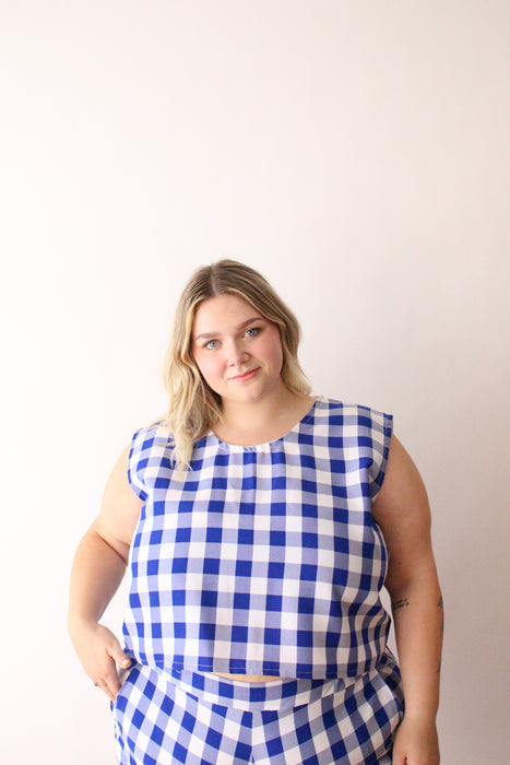 Blue Gingham Tank Top