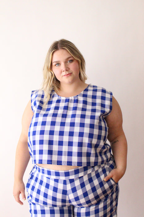 Blue Gingham Tank Top