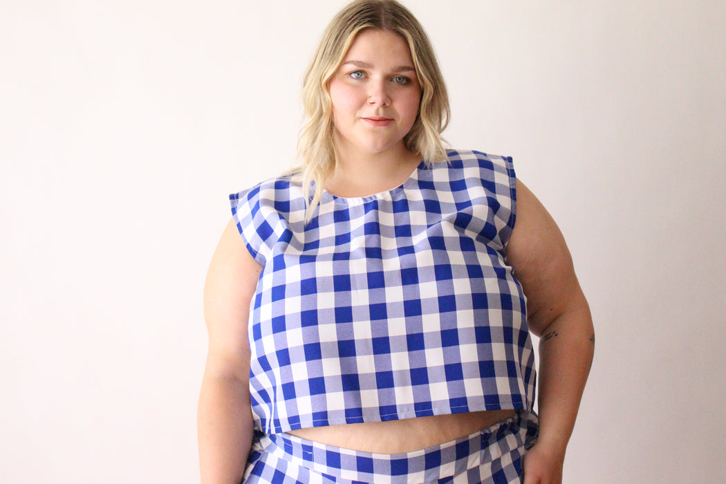 Blue Gingham Tank Top