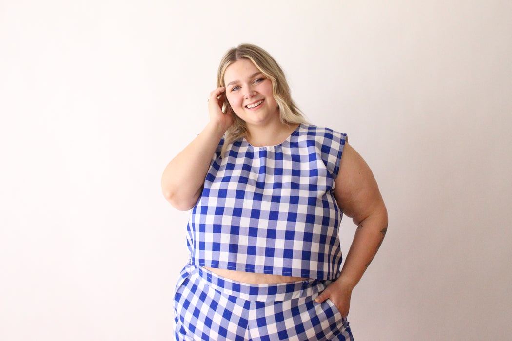 Blue Gingham Tank Top