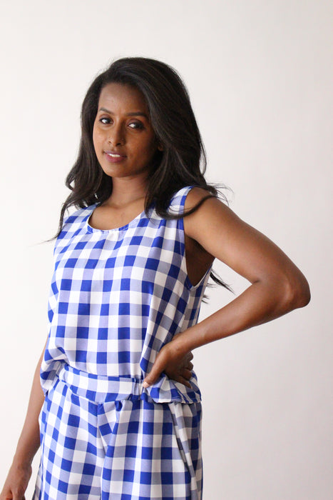 Blue Gingham Tank Top