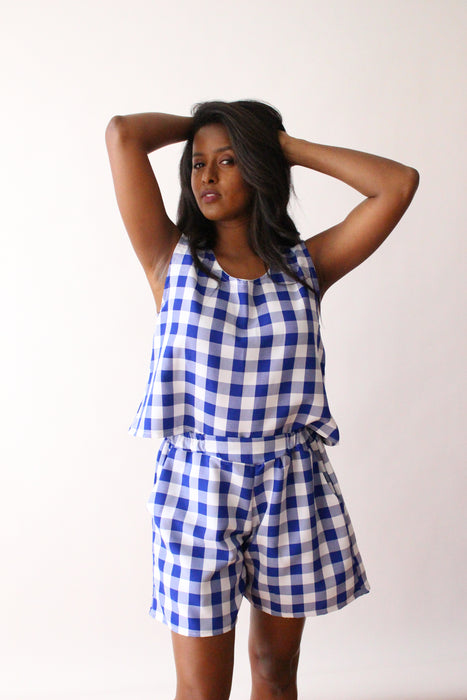 Blue Gingham Tank Top