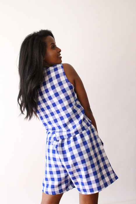 Blue Gingham Tank Top