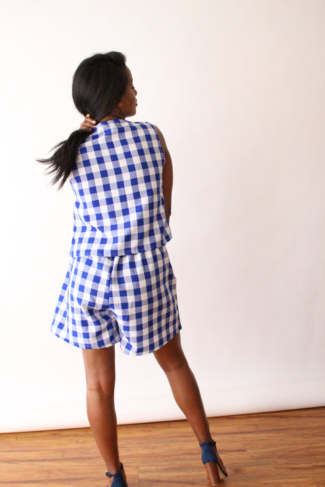 Blue Gingham Tank Top