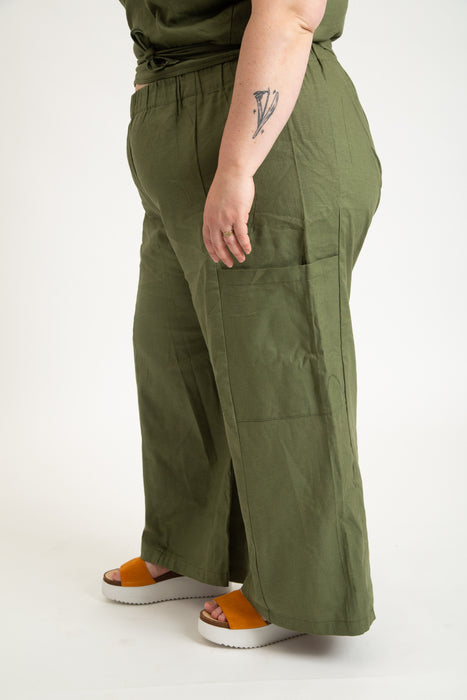 Linen Olive Green Peace Pant