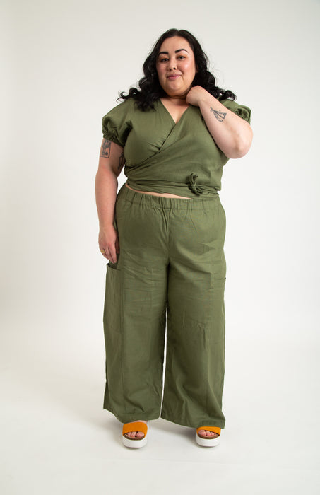 Linen Olive Green Peace Pant