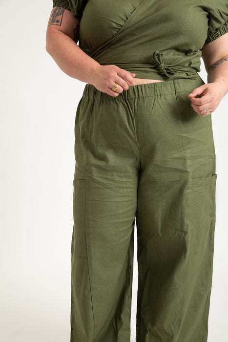 Linen Olive Green Peace Pant